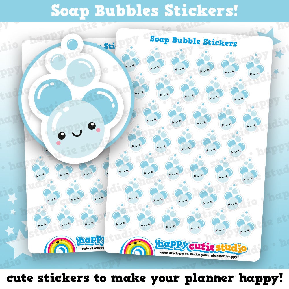 39 Cute Soap Bubbles/Cleaning/Chores Planner Stickers