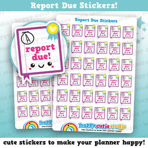 36 Cute Report Due/College/School Planner Stickers