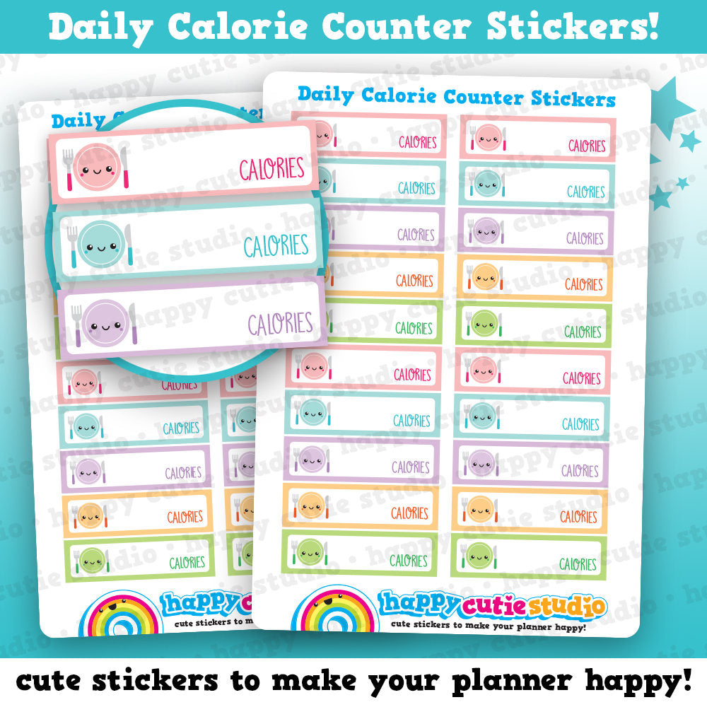 20 Cute Daily Calorie Counter/Health/Healthy Eating Planner Stickers