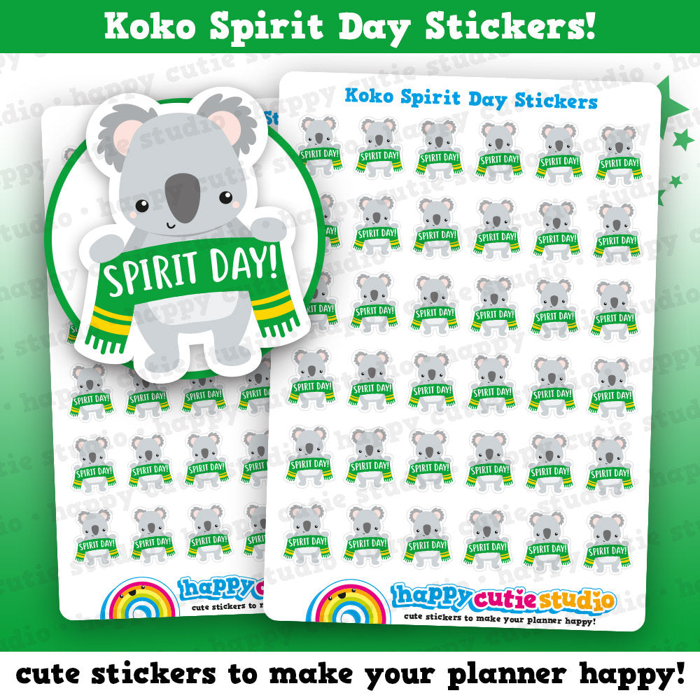 35 Cute Koko the Koala Green Spirit Day Planner Stickers
