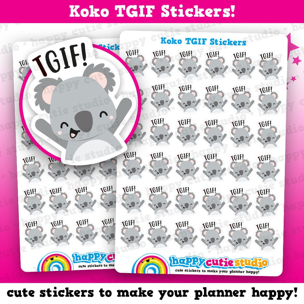 36 Cute Koko the Koala TGIF Planner Stickers