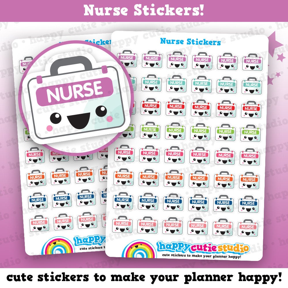 48 Cute Nurse/Unwell/Medicine Planner Stickers
