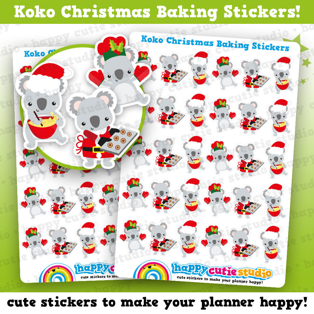 30 Cute Koko the Koala Christmas Baking Planner Stickers