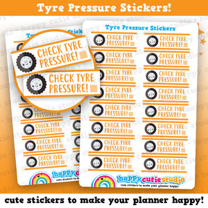 16 Cute Check Car Tyre Pressure/Maintenance/Tyre Planner Stickers