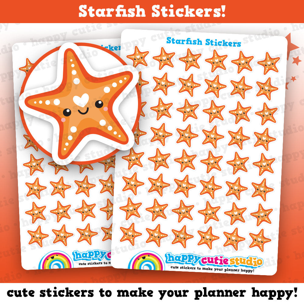 48 Cute Starfish Planner Stickers