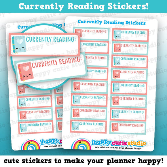 16 Cute Currently Reading/Books/Bookworm Reminder Planner Stickers