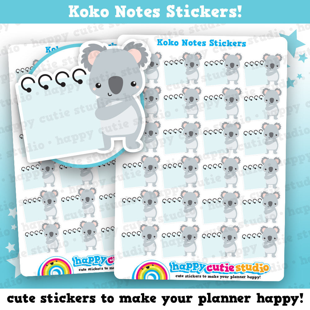 24 Cute Koko The Koala Notes Planner Stickers