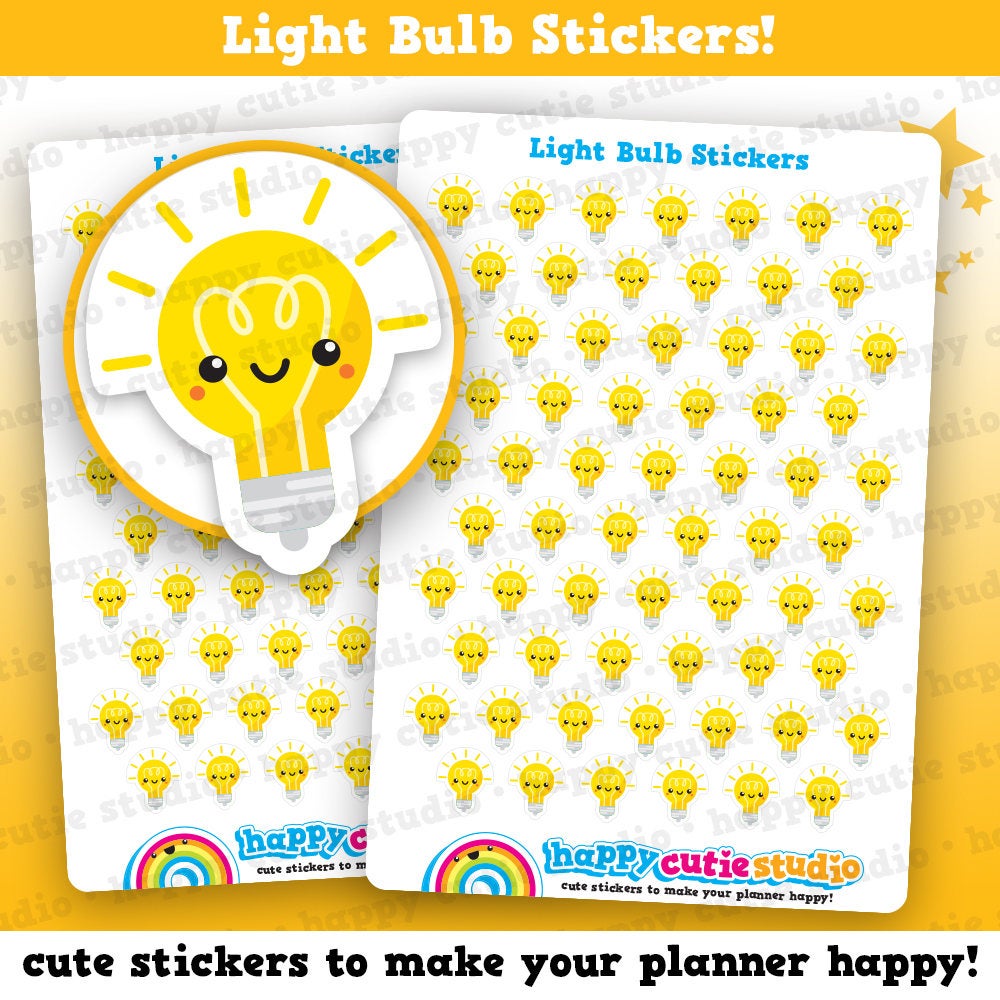 65 Cute Light Bulb/Bright Idea/Idea Planner Stickers