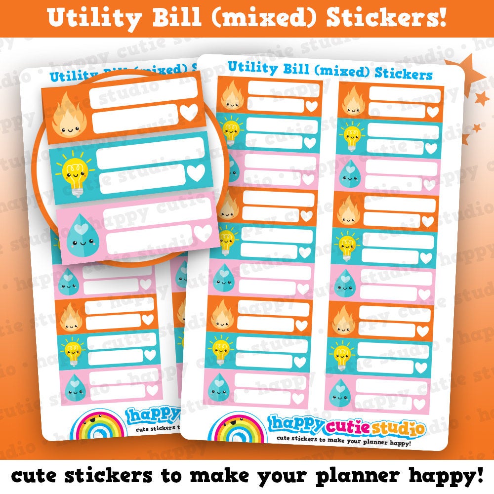 18 Cute Utility Bill/Pay/Gas/Electricity/Water Reminder Planner Sticke ...