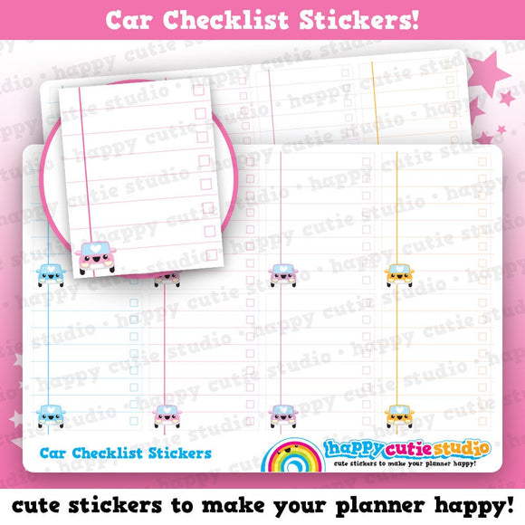 8 Cute Full Box Car Checklist/Functional/Practical Planner Stickers