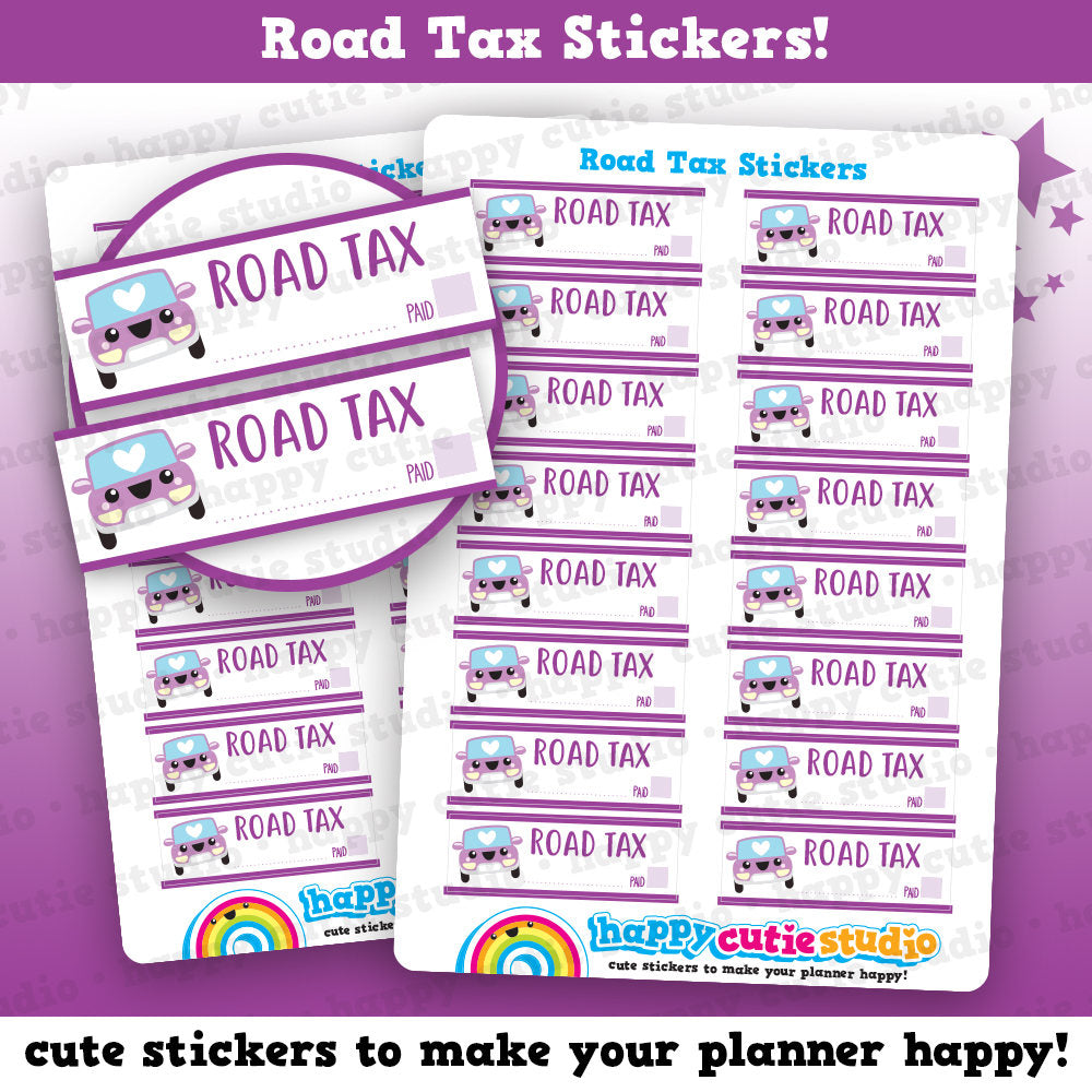 16 Cute Road Tax/Payment/Tracker Planner Stickers