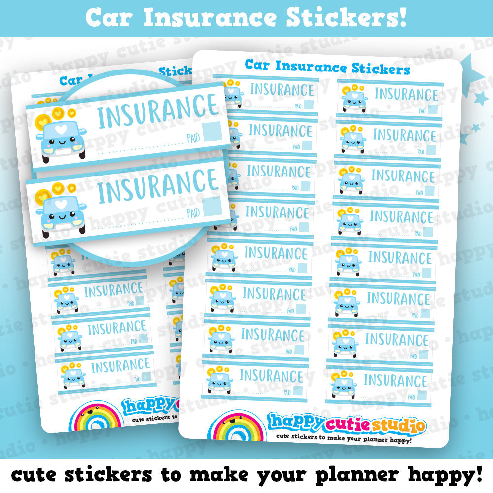 16 Cute Car Insurance/Payment/Tracker Planner Stickers