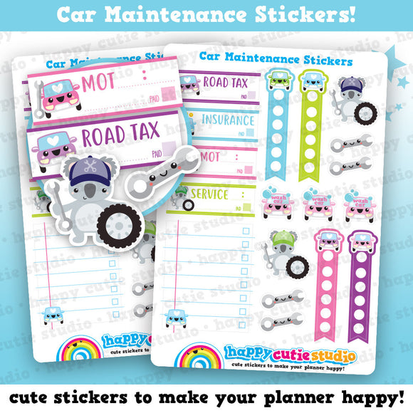 18 Cute Car Maintenance/Repair/Mechanic/ Reminder Planner Stickers