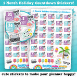 37 Cute Holiday/Vacation/Monthly Countdown Planner Stickers