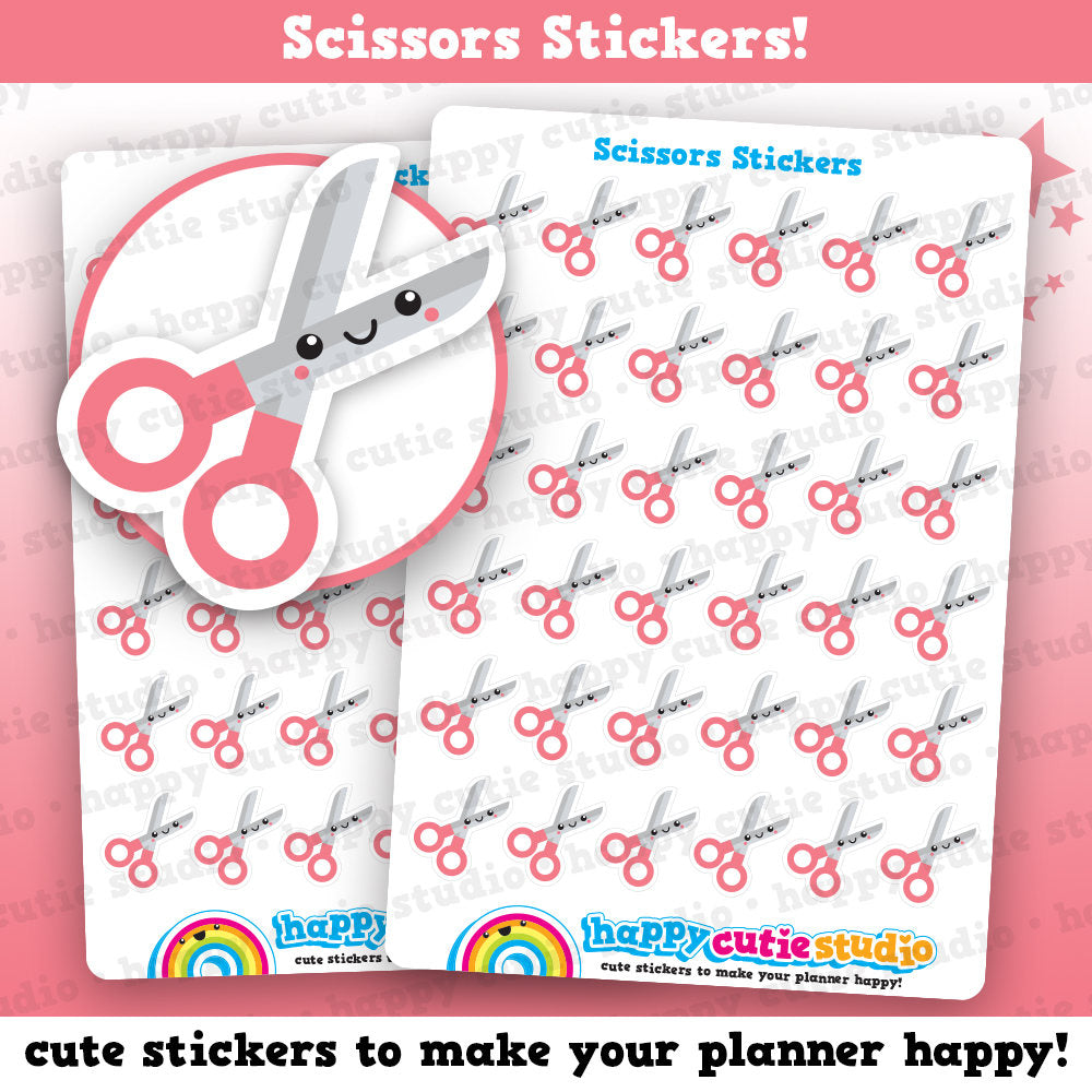 36 Cute Scissors/Appointment/Papercut/Scrapbook Planner Stickers