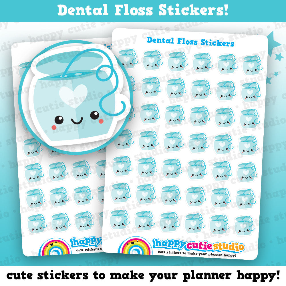 42 Cute Dental Floss/Dentist Planner Stickers