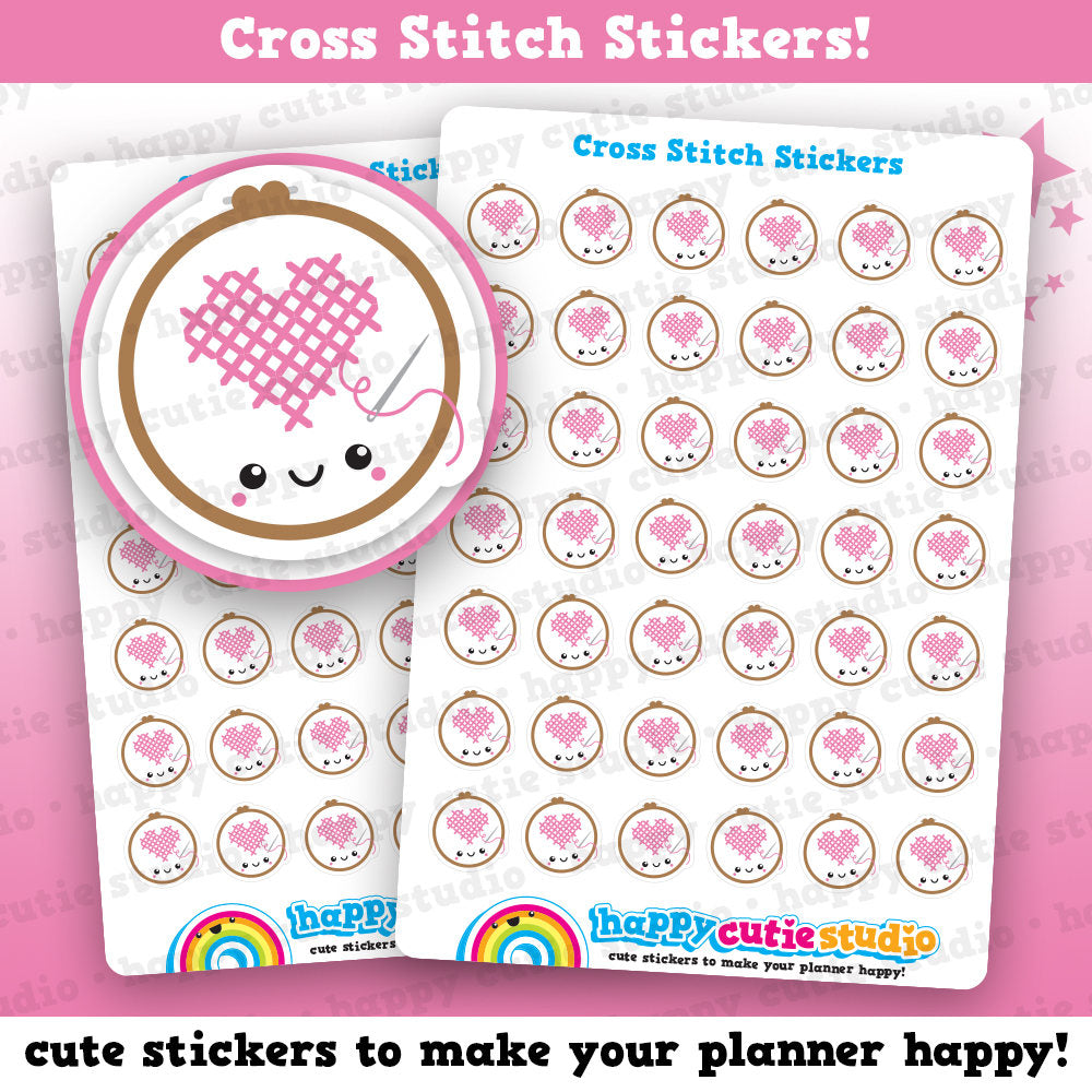 42 Cute Cross Stitch/Embroidery/Craft/Hobbies Planner Stickers