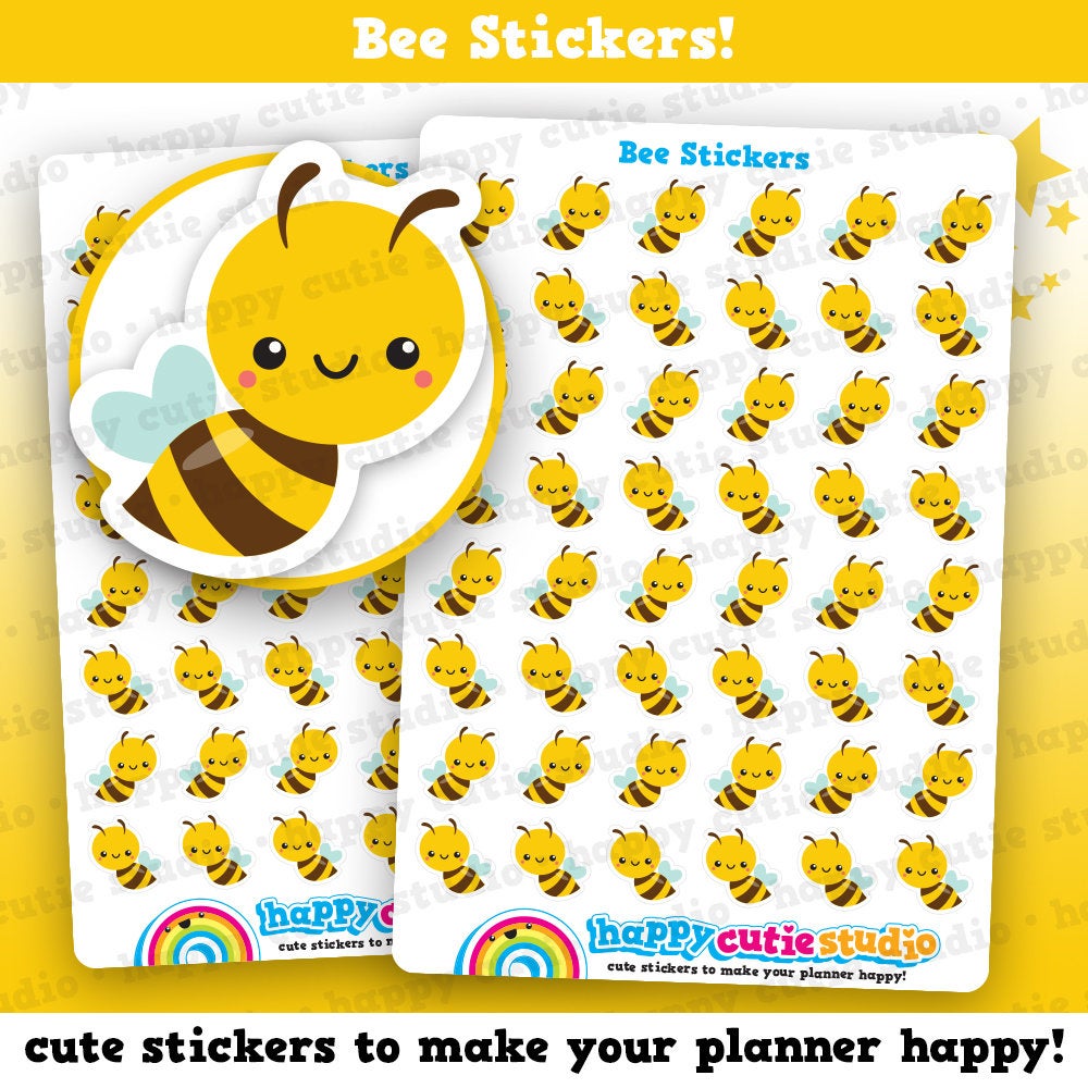 48 Cute Bee Planner Stickers