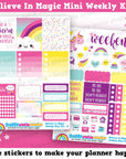 Believe In Magic/Unicorn/Rainbow MINI Weekly Kit, Planner Stickers