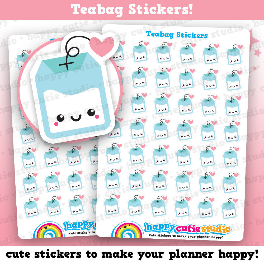 42 Cute Teabag Planner Stickers