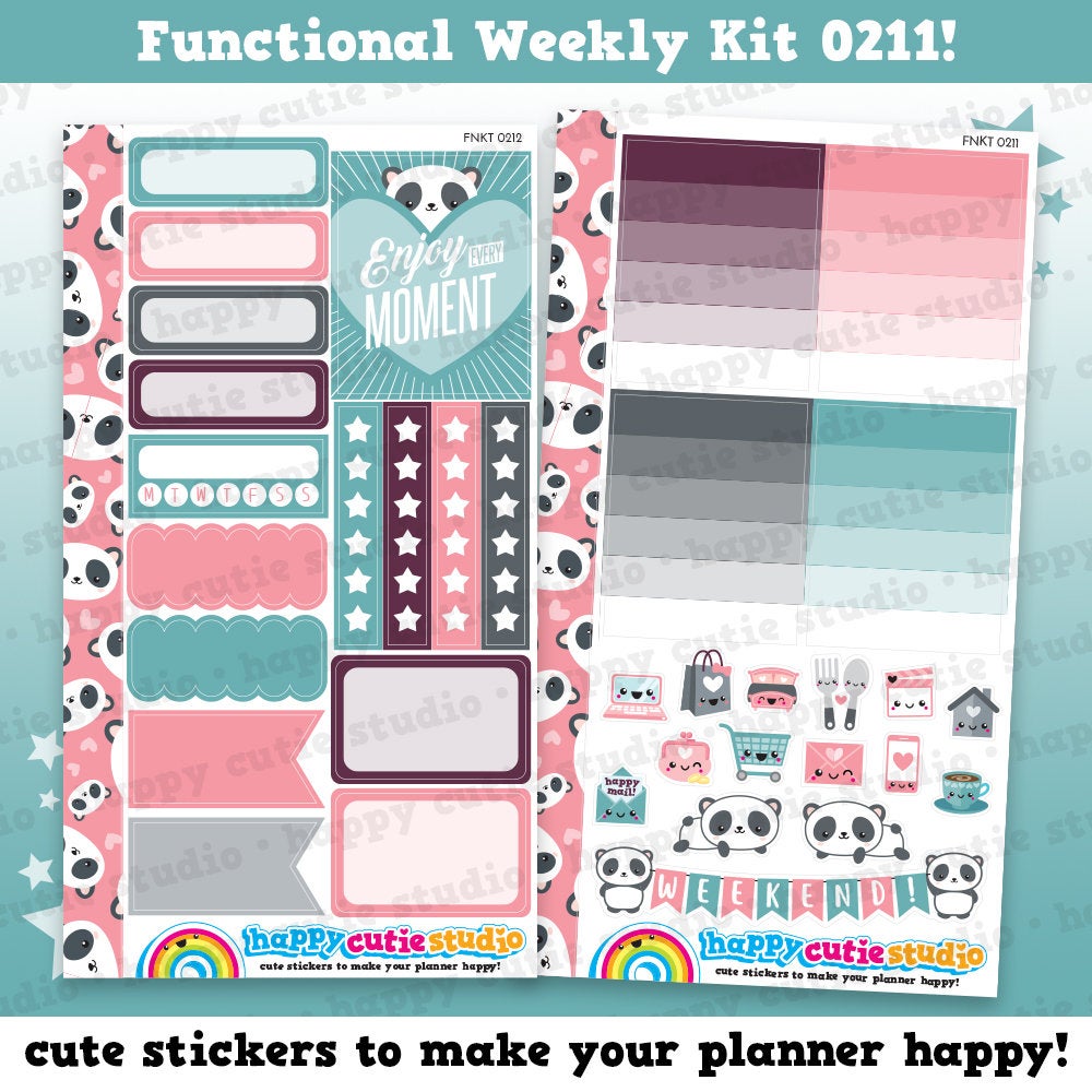 Functional Personal Size Weekly Kit 0211 Planner Stickers/Panda/Kawaii/Cute Stickers