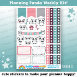 Planning Panda/Cute Panda Bear/Bamboo Weekly Kit, Planner Stickers