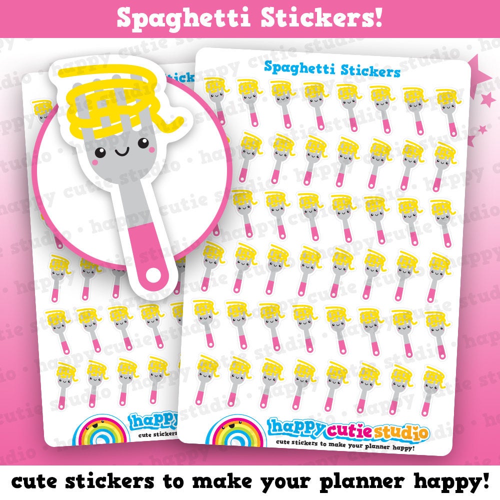 48 Cute Spaghetti/Pasta/Knife and Fork/Meal Prep/Cutlery Stickers