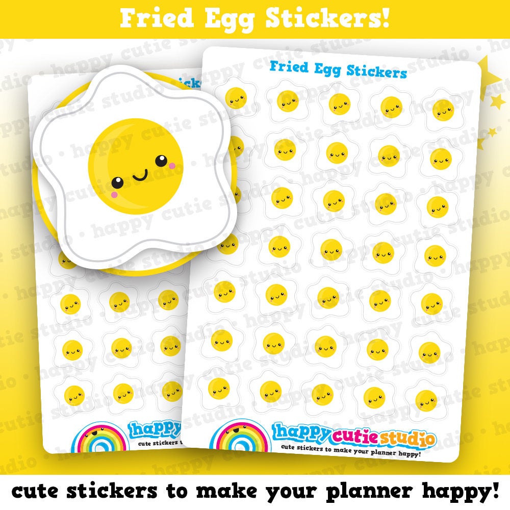 35 Cute Fried Egg/Breakfast/Egg Planner Stickers