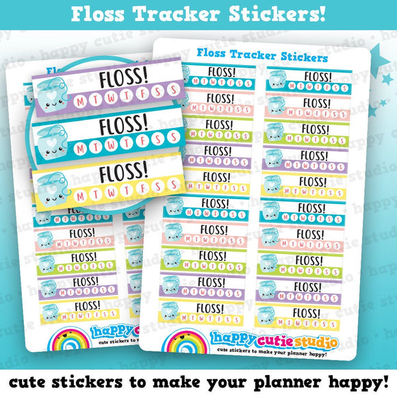 20 Cute Floss Tracker/Weekly Habit/Dental Floss Reminder Planner Stickers