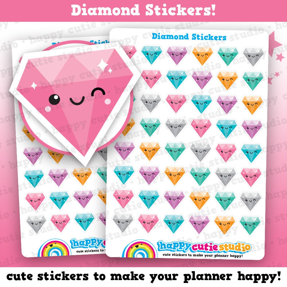 48 Cute Diamond/Rhinestone/Sparkle Planner Stickers