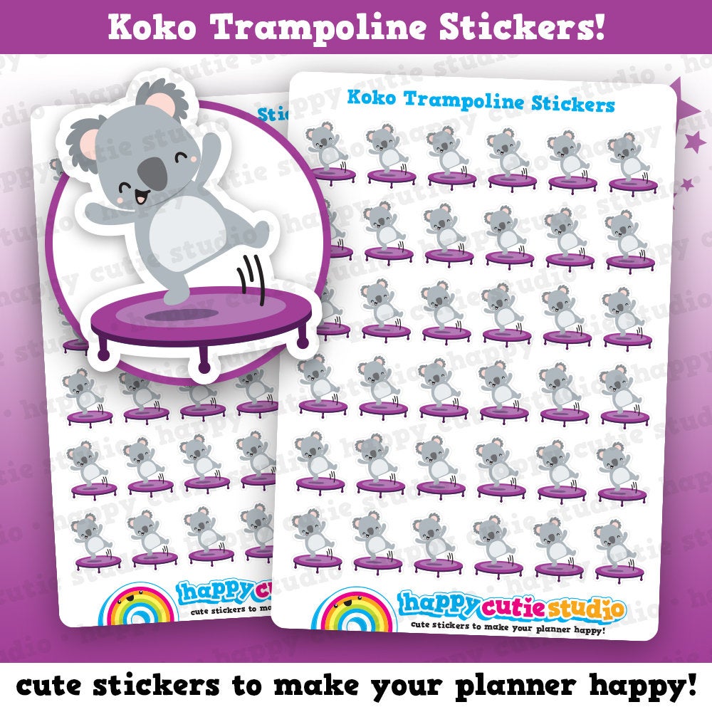 36 Cute Koko The Koala/Trampoline/Exercise/Children/Kids Planner Stickers