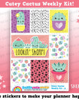 Cutey Cactus/Succulent Weekly Kit, Planner Stickers