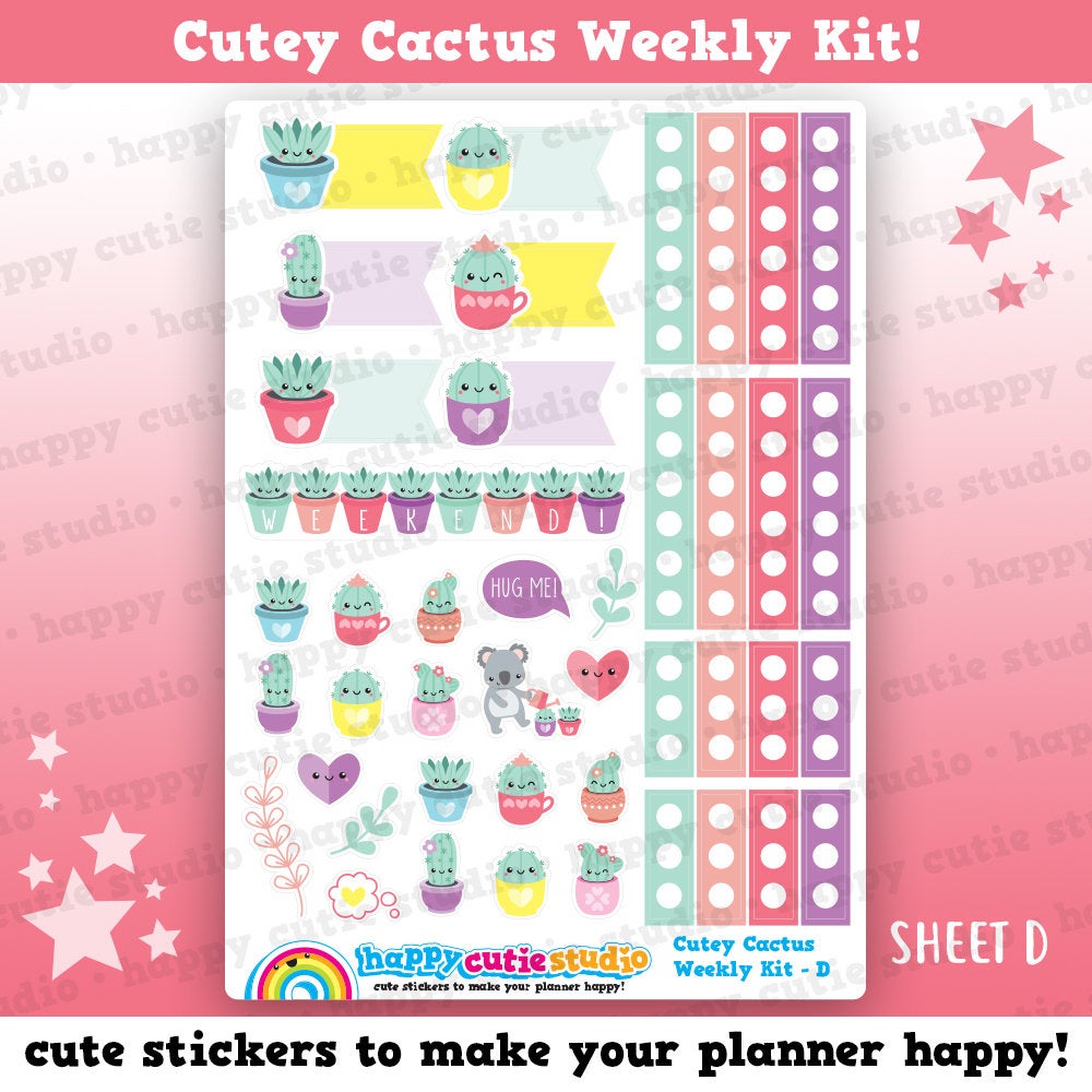 Cutey Cactus/Succulent Weekly Kit, Planner Stickers