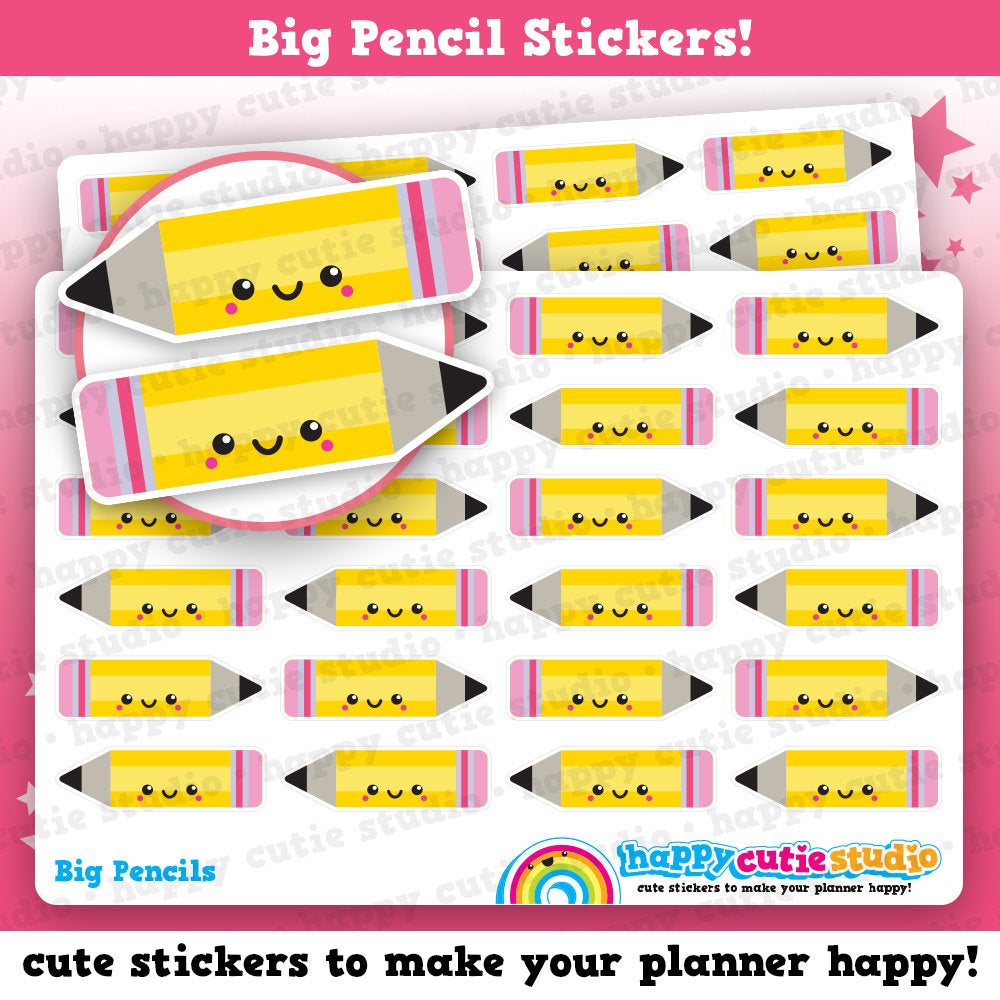 24 Cute Big Pencil Planner Stickers