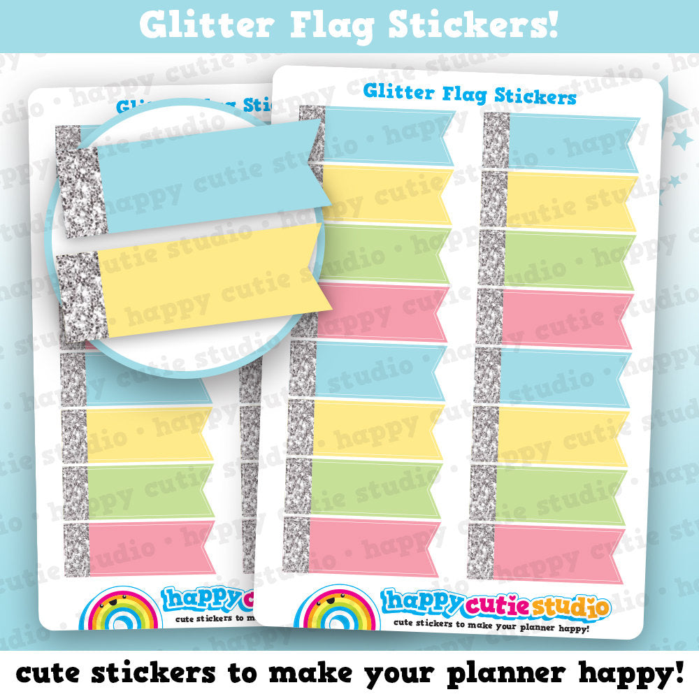 16 Cute Glitter Flag Appointment Planner Stickers