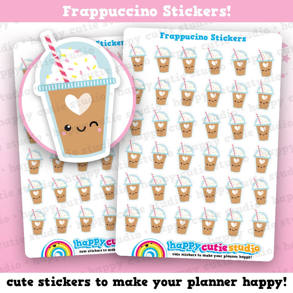 36 Cute Frappe/Frappuccino/Iced Coffee Coffee Cup Planner Stickers
