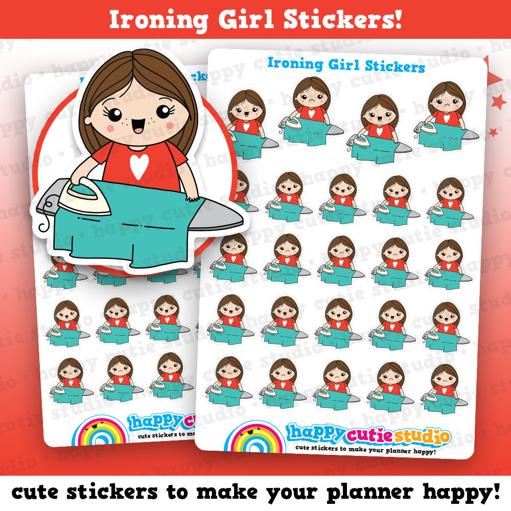 24 Cute Ironing/Laundry/Chores Girl Planner Stickers