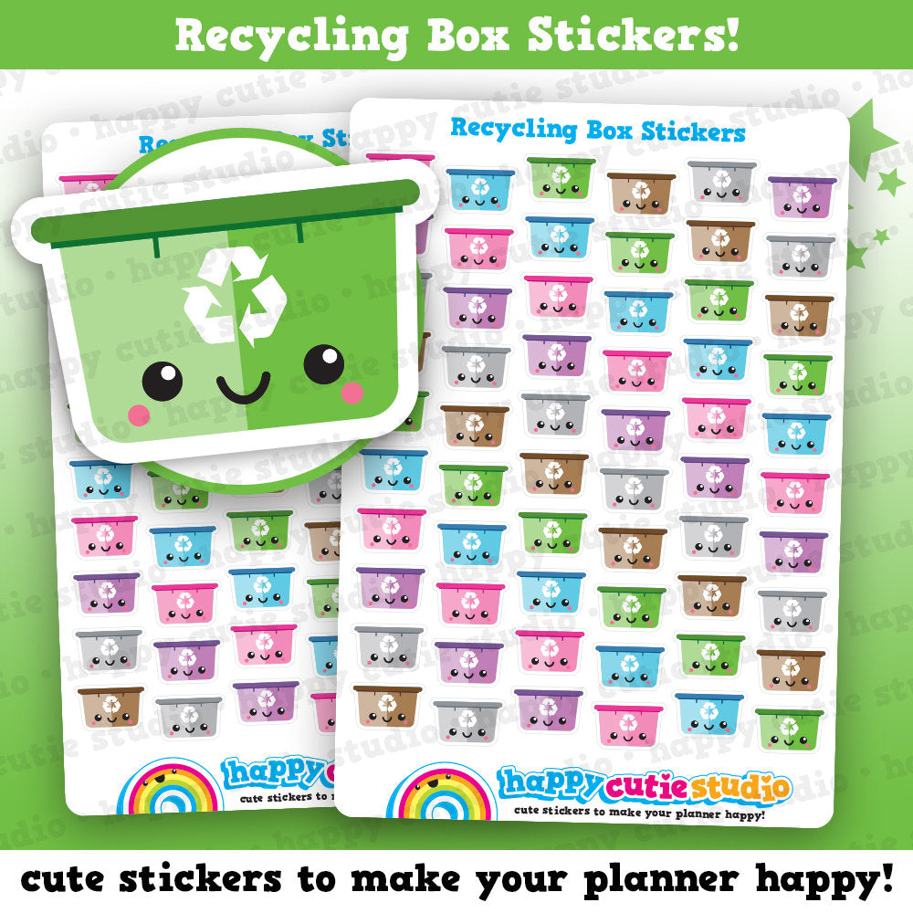 60 Cute Recycling Box/Trash/Garbage/Rubbish Planner Stickers