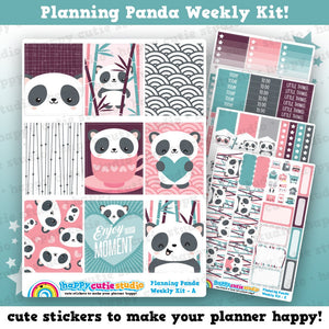 Planning Panda/Cute Panda Bear/Bamboo Weekly Kit, Planner Stickers