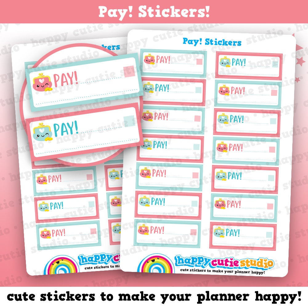 14 Cute Pay/Money/Reminder/Tracker Reminder Planner Stickers