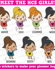 34 Cute Cheeky/Winking Girl Planner Stickers