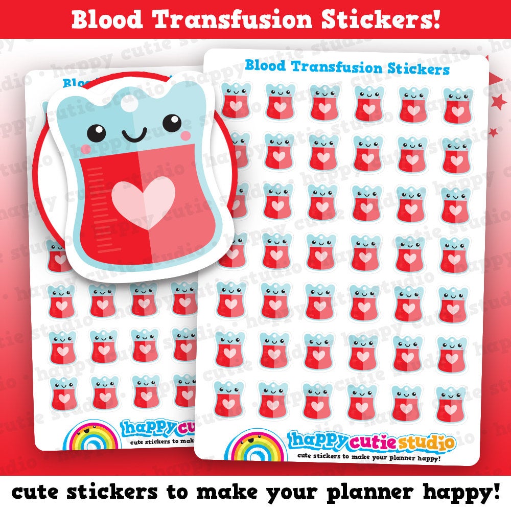 42 Cute Blood Transfusion/Donate/Blood Donor/Reminder Planner Stickers