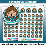 40 Cute Yawning/Tired/Early Night Girl Planner Stickers