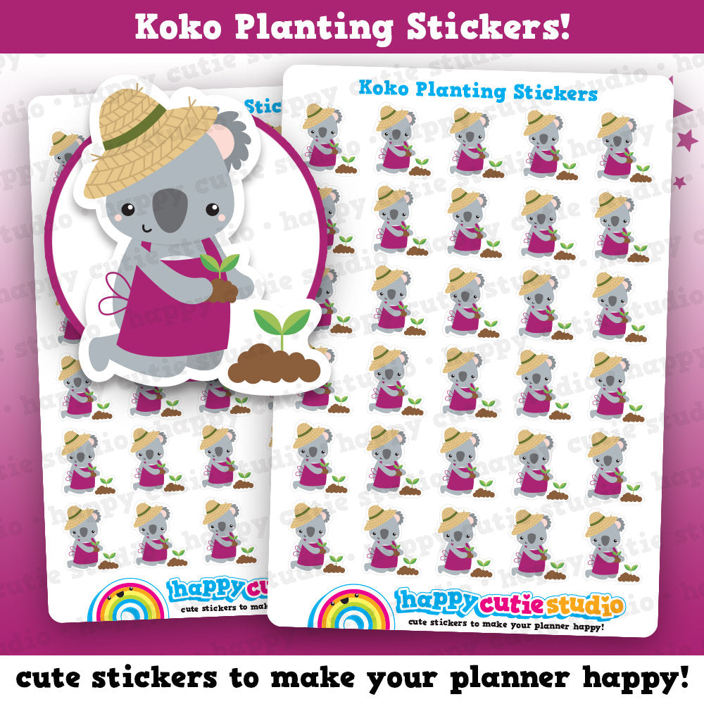 30 Cute Koko the Koala Planting Planner Stickers