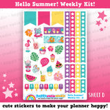 Hello Summer!/Cute Ice Cream/Tropical Weekly Kit, Planner Stickers