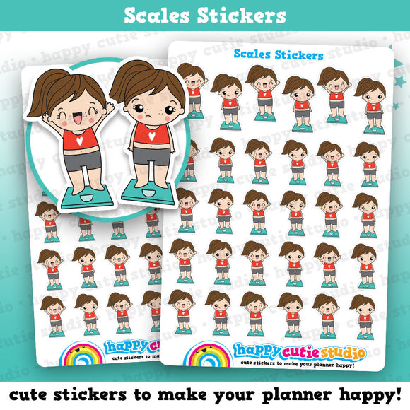30 Cute Scales/Diet/Weigh In Girl Planner Stickers