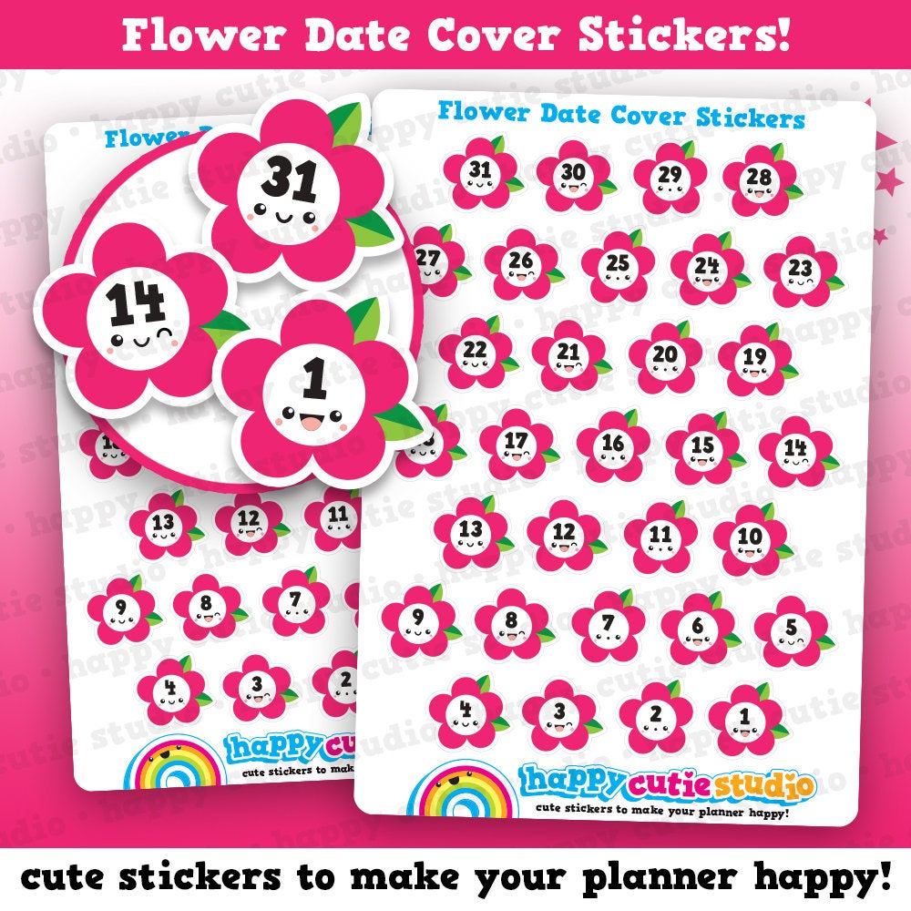 31 Cute Flower/Summer/Date Cover Planner Stickers