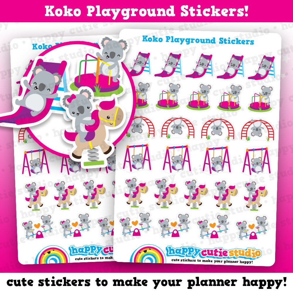 27 Cute Koko The Koala/Kiko Playground/Park/Children/Kids Planner Stickers