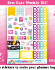 Sew Cute/Sewing/Craft Weekly Kit, Planner Stickers