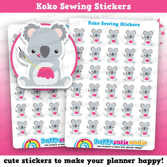36 Cute Koko the Koala Sewing Planner Stickers